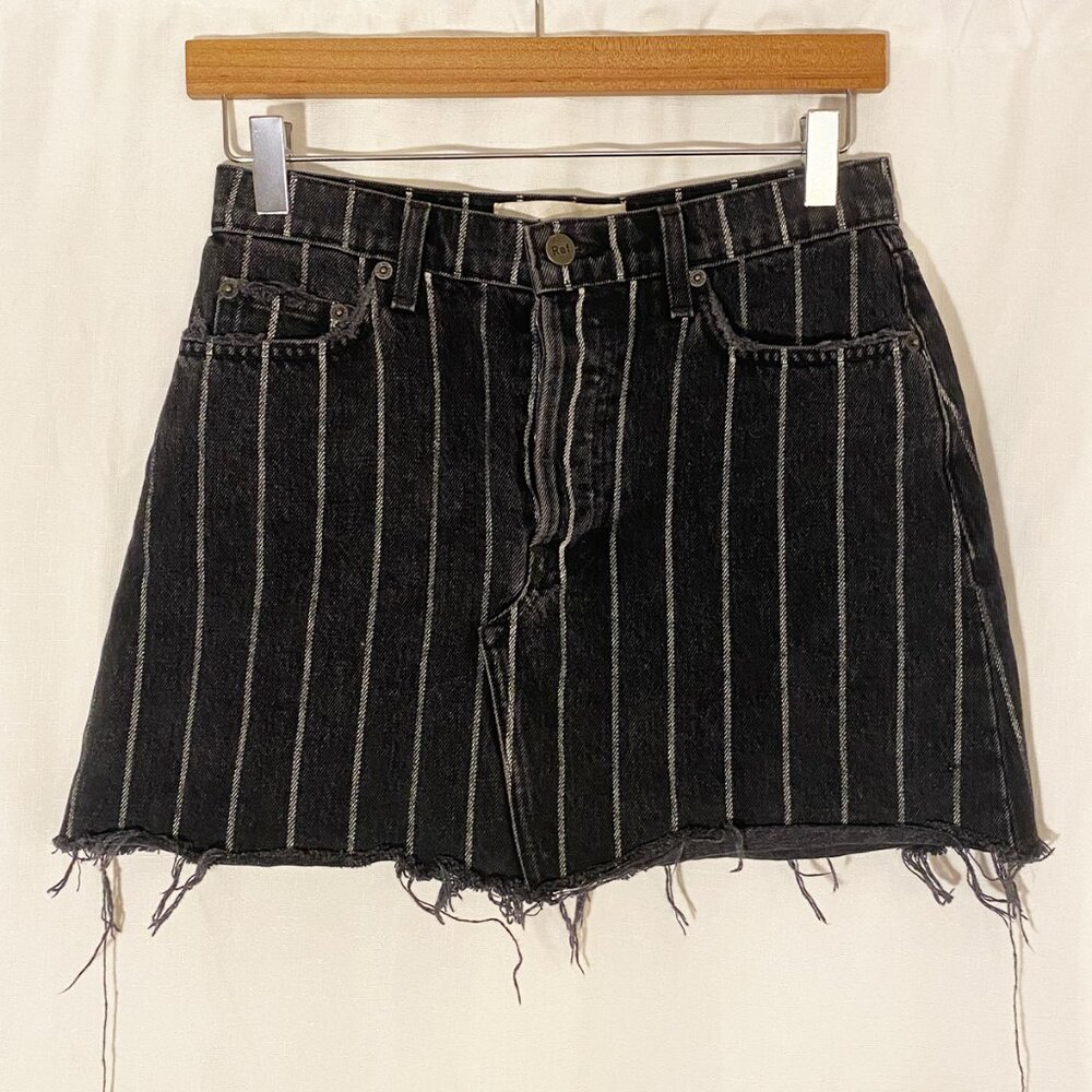 Reformation Denim Miniskirt Railroad Stripe Size 26